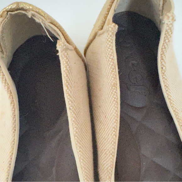 Reef Tropic Ballet Flats Womens Gold Tan Tweed Linen Slip On Almond Toe Size 9 - Picture 6 of 10